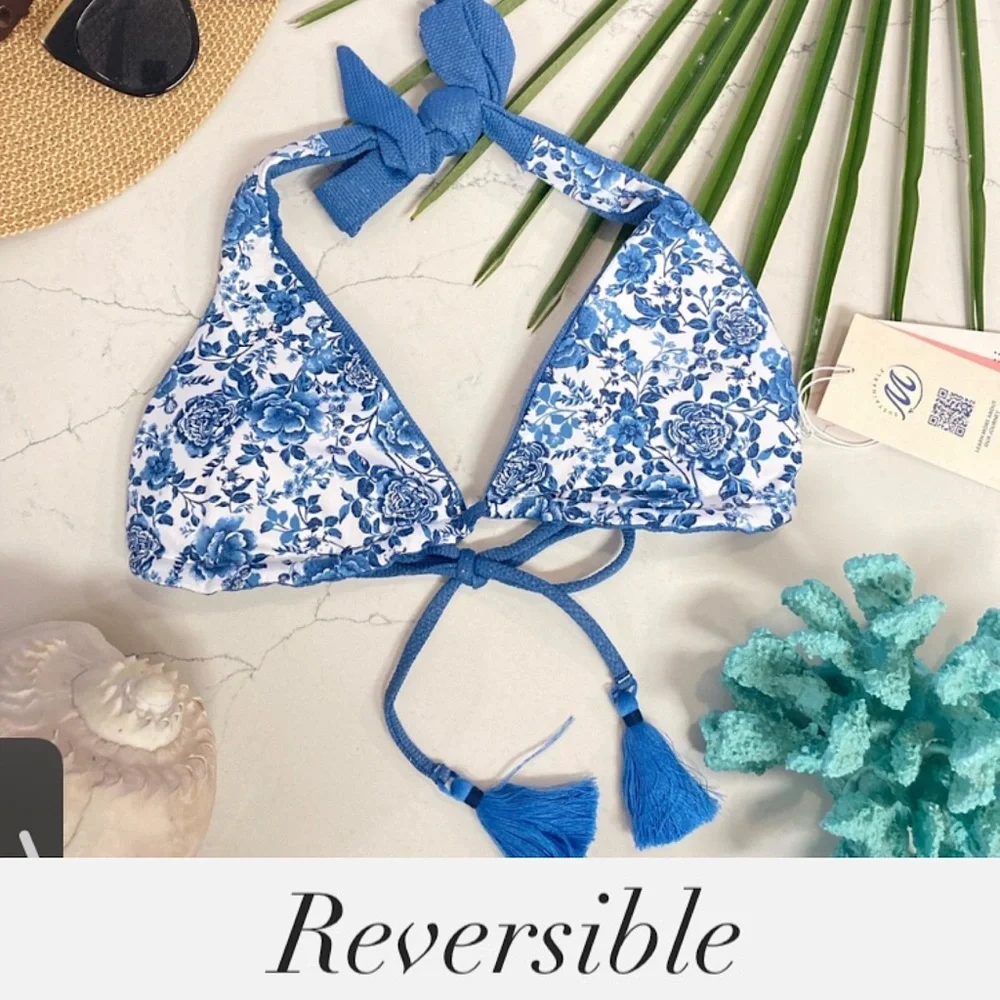 MAAJI Shimmer Denim Cheerful Ditsy Adele Reversible Bikini Top - Medium